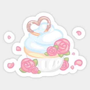 Heart Pretzel Cupcake Sticker